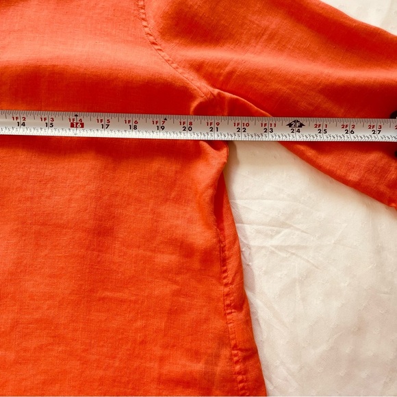 Chico’s No Iron Women’s Size L button down orange Linen - Picture 6 of 10